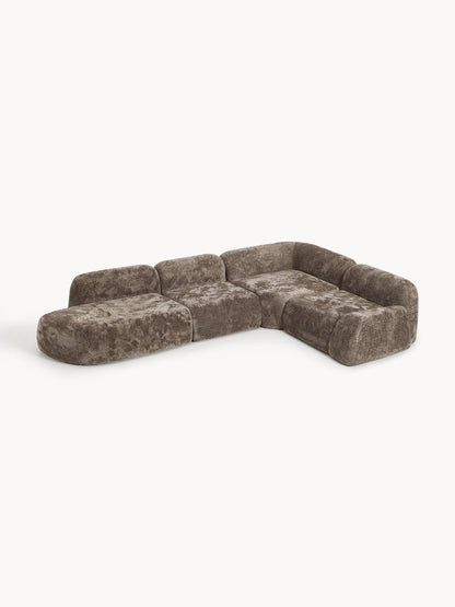 Wolka Modular XL Teddy Bouclé Corner Sofa with Chaise Longue