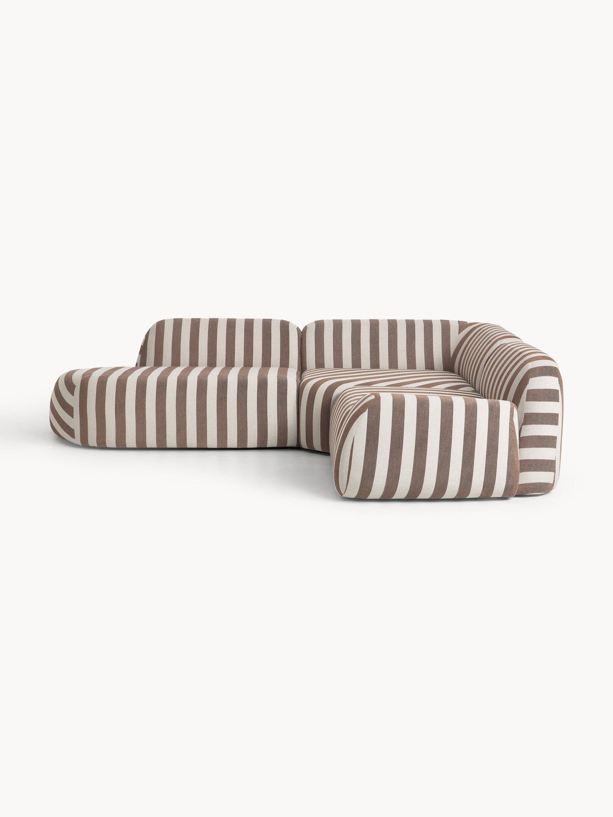 Wolka Striped Modular Corner Sofa with Chaise Longue (4-Seater)