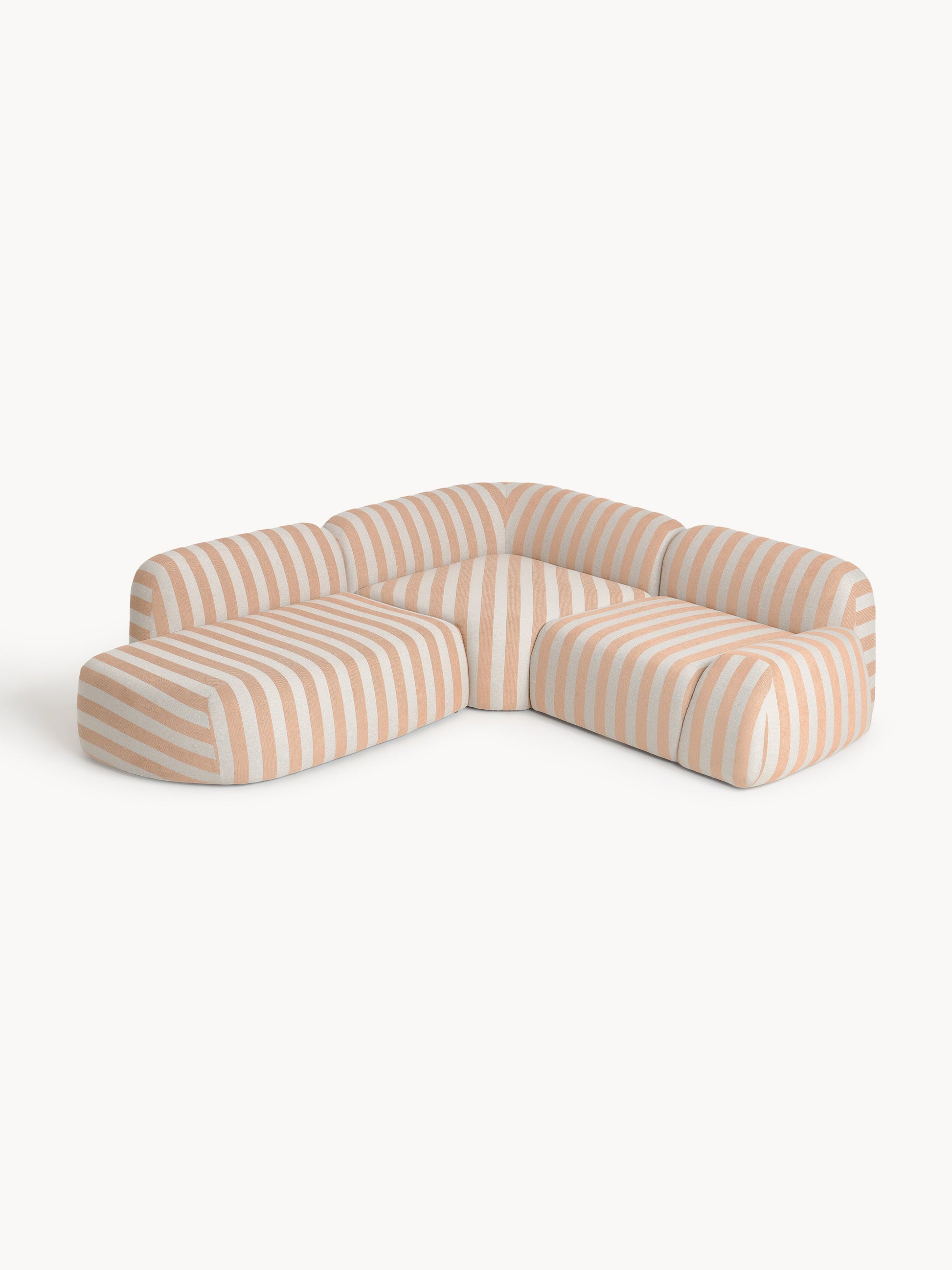 Wolka Striped Modular Corner Sofa with Chaise Longue (4-Seater)