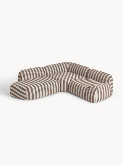 Wolka Striped Modular Corner Sofa with Chaise Longue (4-Seater)