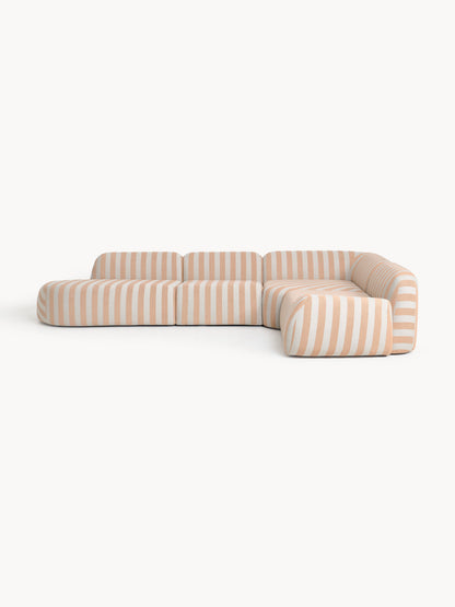 Wolka Striped XL Modular Corner Sofa with Chaise Longue