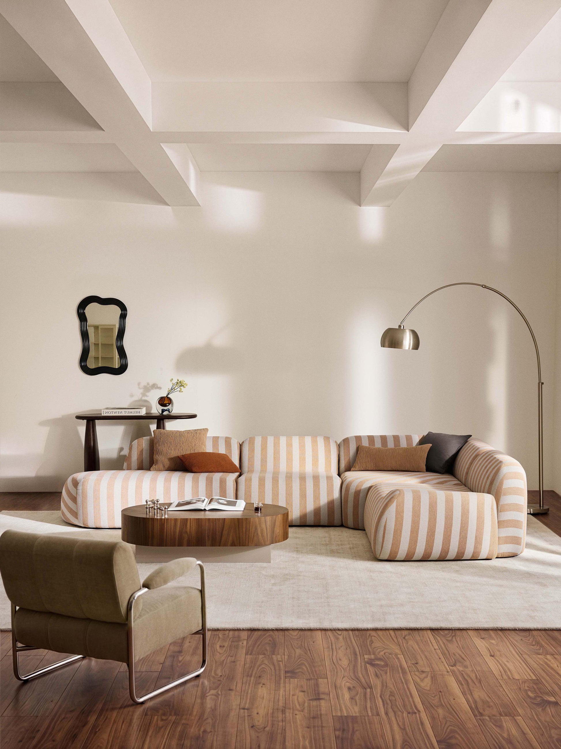 Wolka Striped XL Modular Corner Sofa with Chaise Longue