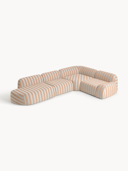 Wolka Striped XL Modular Corner Sofa with Chaise Longue
