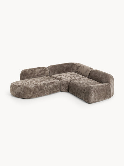 Wolka Teddy Bouclé Modular Corner Sofa (4-Seater) with Chaise Longue