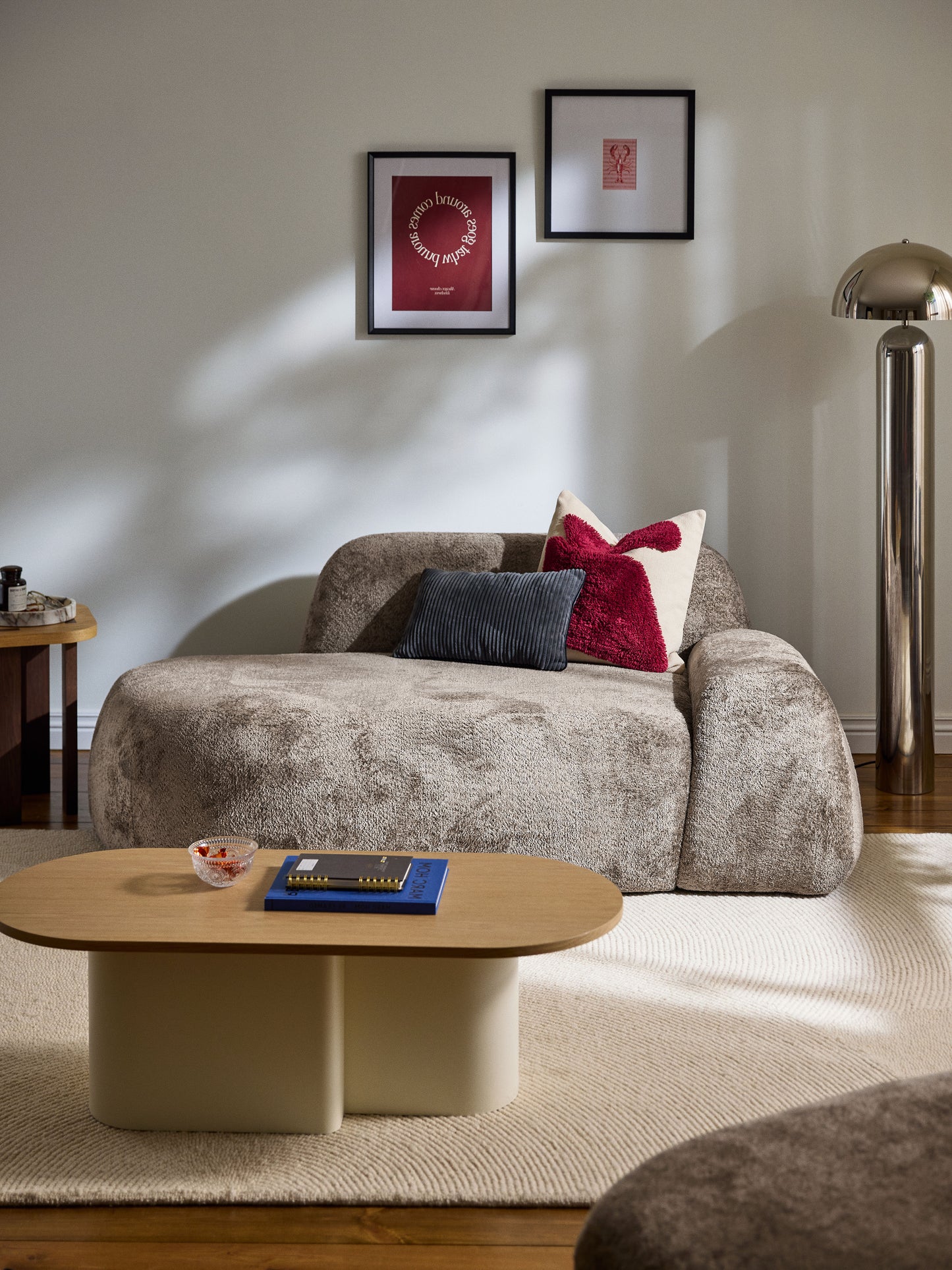 Wolka Teddy Bouclé Sofa with Chaise Longue (2-Seater)